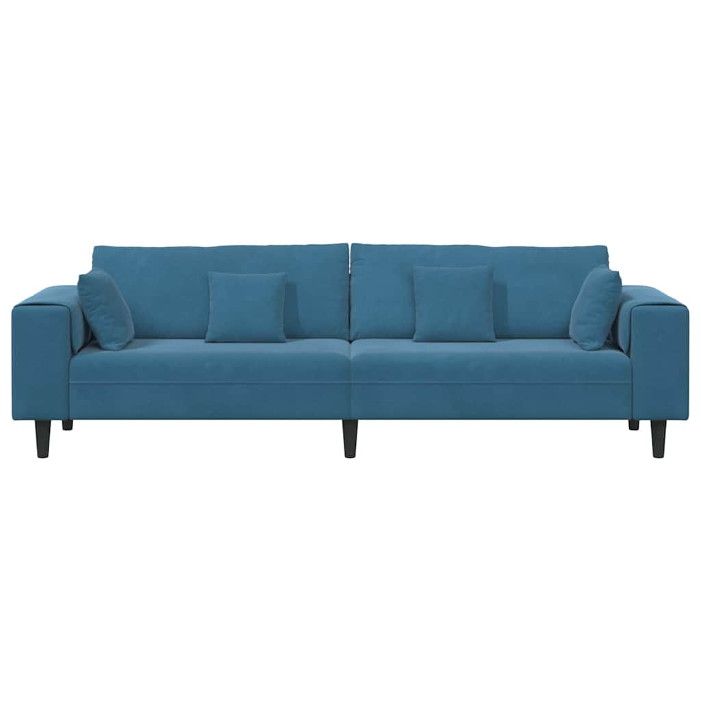 Velvet Sofa with Cushion Blue 208 cm Velvet